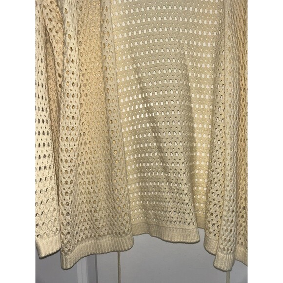 Flat White Anthropologie Women’s Crochet Cardigan OS NWT Butter Yellow Tie Front - Picture 3 of 9